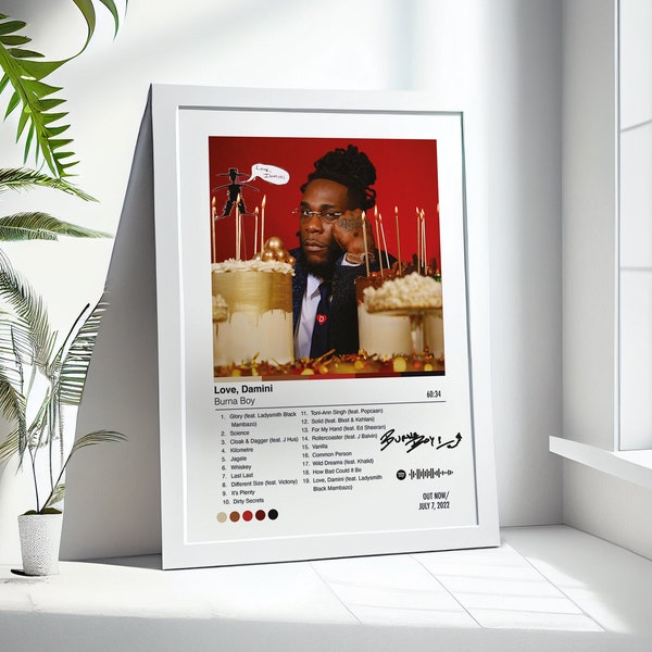 Burna Boy Love Damini Album Cover Poster, Burna Boy Poster, Burna Boy Wall Art, Digital Download JPG, Burna Boy Gifts, Art Inspired By Music