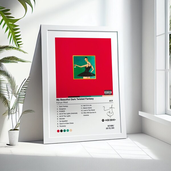 Kanye West My Beautiful Dark Twisted Fantasy Album Cover Poster, Kanye Gifts, Kanye West Gifts, Digital Download JPG, Kanye West Poster