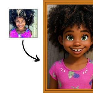 Custom Pixar Style Portrait for Kids, Personalized Disney Cartoon Illustration, Digital Character Drawing, Unique Gift for Children