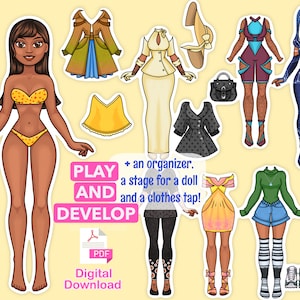 Paper Doll Printables - DIY Kits for Kids, Dress Up Doll, Paper Doll Clothes, Activity for Kids, Mom Daughter Gift, Girls Activities