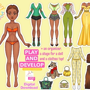 Paper Doll Printables - DIY Kits for Kids, Dress Up Doll, Paper Doll Clothes, Activity for Kids, Mom Daughter Gift, Girls Activities