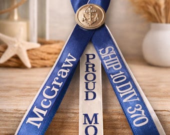 Navy graduation pin PIR personalized ribbon Gold and Royal Navy