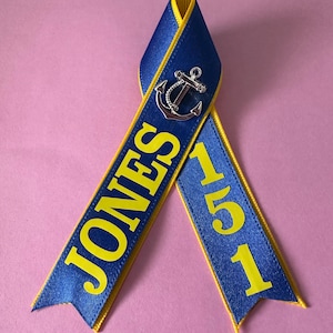 Navy graduation pin PIR personalized ribbon