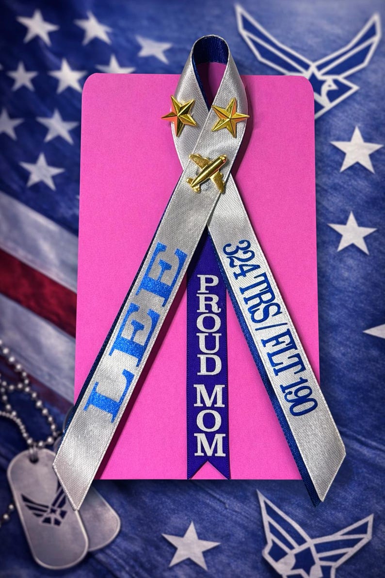 Air Force Graduation Family Ribbon, Proud Mom BMT Graduation Ribbon Air ...