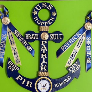 Personalisierter 12-Zoll-Marine-Abschluss-Anker & 2 Bänder PIR-Anker Militärfamilienandenken mit 2 Bändern