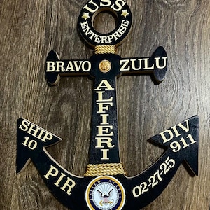 17”   Personalized US Navy PIR Anchor, Active Duty Anchor, Navy Graduation Gift   with dates