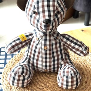 Oso de memoria personalizado: juguete de peluche conmemorativo hecho con tus propias telas, ropa de recuerdo