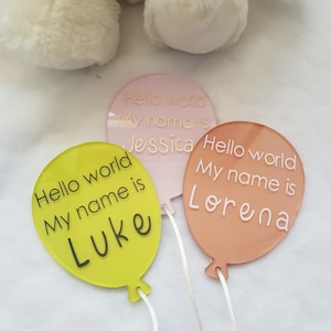 Acrylic balloon style baby name announcement