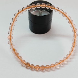 Natural Oregon Sunstone Bracelet, Smooth Sunstone Round Beaded Bracelet 6.50MM, Sunstone Stretch Bracelet