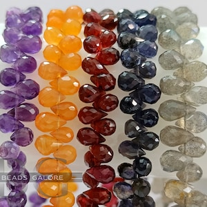 Mix Stone Faceted Briolettes, Faceted Teardrop Beads, Briolette For Jewelry Making