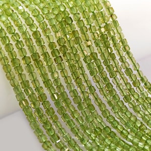 Peridot Cube Shape beads, Natural Peridot beads, Peridot Box Shape beads, Peridot Square Shape Beads 2.50-MM