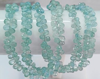Aquamarine Faceted Teardrops Beads, Natural Aquamarine Briolette, Light Blue Aquamarine gemstone, 8.5 inch Strand For Jewelry Making,