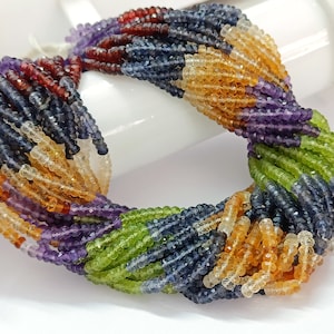 Natural Mix Stone Multi Rondelle Faceted Gemstone Beads 13.50 Inch Strand 4.00MM Natural Semi Precious Mix Stone Beads.