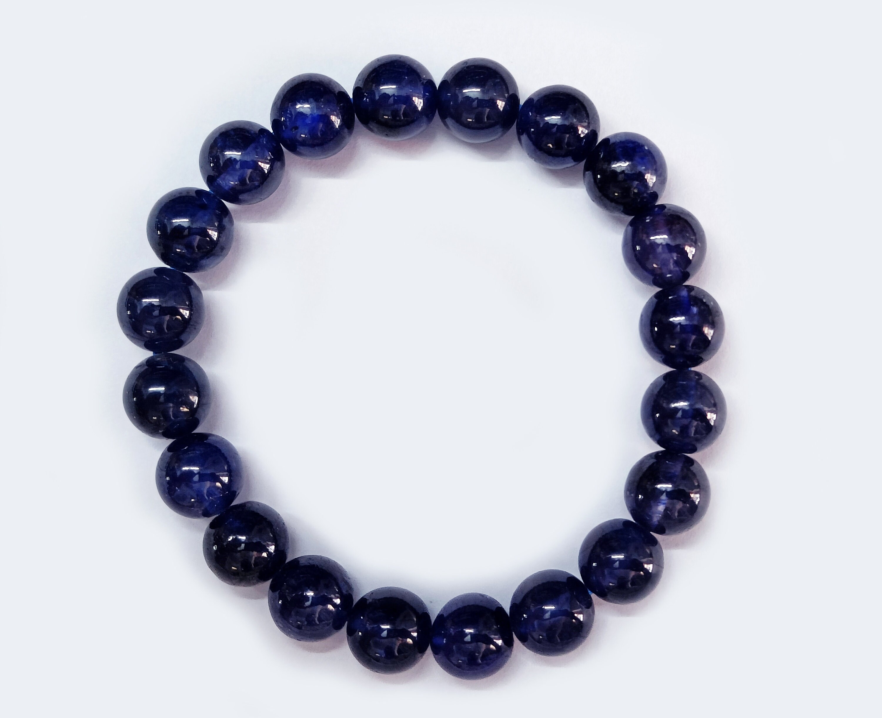 ブルーサファイアブレスレット、ブルーサファイアガラス充填ビーズ
