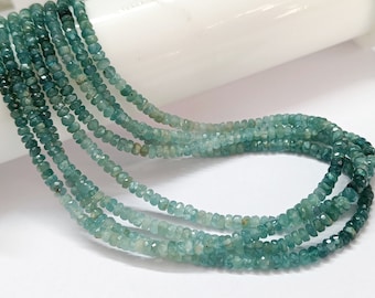 Grandidierite Beads, 3.50 MM Faceted Rondelles, Shaded Teal Gemstone Beads 18 inch Strand, Blue and Green Gems for Making Necklace & Jewelry