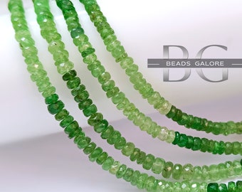 Tsavorite Faceted Shaded Rondelle Beads, Tsavorite beads, Tsavorite faceted Roundel Beads 16inch Strand, Graduated Color Green Garnet