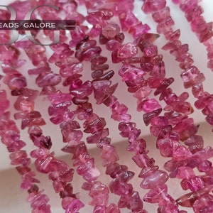 Pink Tourmaline Chip beads 16 Inch Strand, AAA Pink Tourmaline Uncut beads, Tourmaline Uncut Chip Beads
