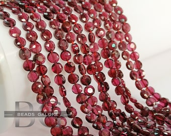 Granaat muntvorm edelsteenkralen 4 mm 13,50" streng, granaat muntkralen rechte boor, Mozambique granaat
