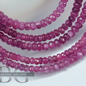 Star Ruby Rondelle Beads, Natural Star Ruby Faceted Gemstone Beads 5-2.50MM 17 inch Strand. July Birth Stone Necklace Beads