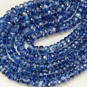 Natural Kyanite Beads, Faceted Rondelle Gemstone Beads, Blue Kyanite Beads, Kyanite Rondelle Beads, Kyanite Beads, Kyanite Crystal