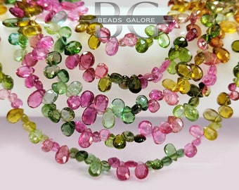 Tourmaline pear shape beads 4x6 mm, Mix Tourmaline Briolette, Multi Tourmaline Pears AA+ Quality, Jewelry Making Beads