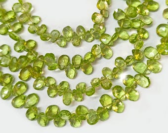 Naturliga Peridot fasetterade pärlpärlor | Gröna Peridot ädelsten pärlformade pärlor | 8 tums sträng | Smyckestillverkningstillbehör