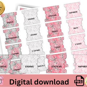 Vintage Wallpaper Pink and Grey Bible Tabs, Printable Bible Tabs, Pink and Grey digital Bible Tabs
