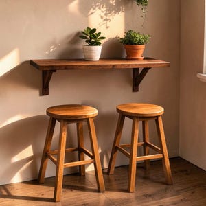 Mesa de bar de madera para montaje en pared, barra de desayuno flotante para cocina, muebles para apartamentos pequeños.