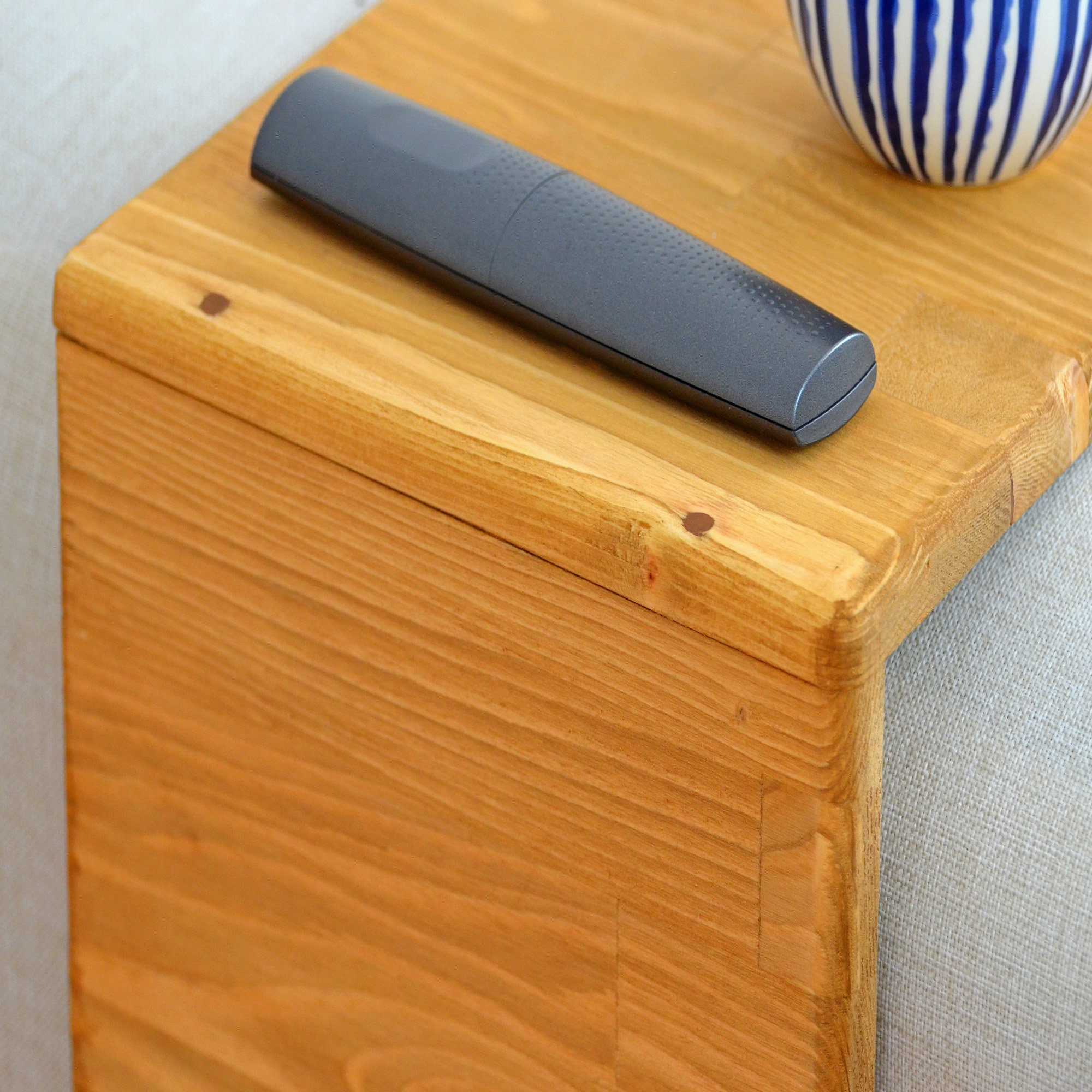 Pine Wood Couch Arm Table Small Sofa Armrest Table Wooden Etsy