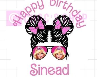 Barbie Happy birthday personalised sticker