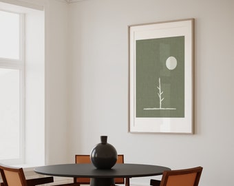 Wabi-Sabi Poster, Dark Sage Green Textured Look Abstract Wall Art, Japandi Minimalist Home Decor Art Prints