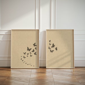 Set di 2 poster spirituali con farfalle che rappresentano speranza e bellezza, arredamento giapponese, dittico da parete giapponese