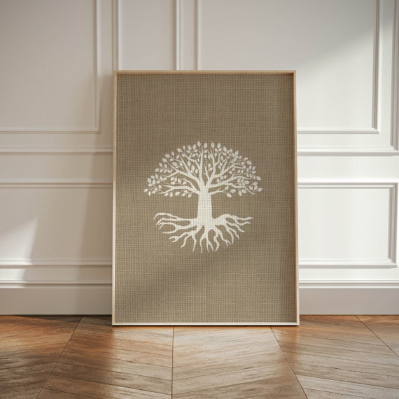 Modern Minimalistic Tree of Life Art Print | Mindfulness Wall Art Poster for Yoga Studio, Meditation Room, Spiritual Home Decor