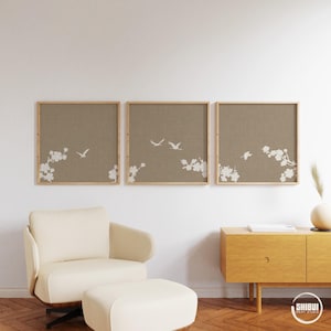 Taupe and Beige Triptych Wall Art - Set of 3 Posters, Japandi-Inspired Three-Panel Multi-Piece Wall Decor for Modern Home and Office