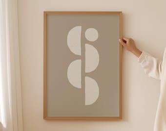 Japandi Scandi Mid Century Modern Art Print,  Beige Taupe Interior Home Decor, Wabi Sabi Abstract Wall Art