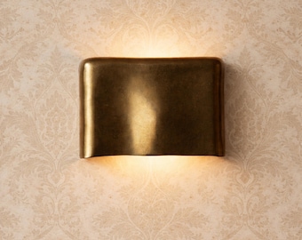 Unlacquered Brass Wall Sconce – Modern Minimalist Handmade Lamp Fixture