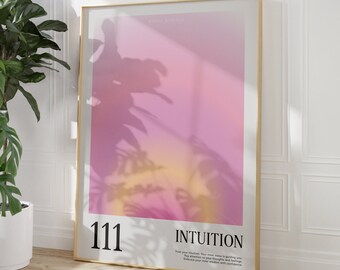 Angel Number 111 Arte de pared estético / Impresión de número de ángel / Arte de pared de apartamento / Impresión digital / Arte de pared de moda imprimible