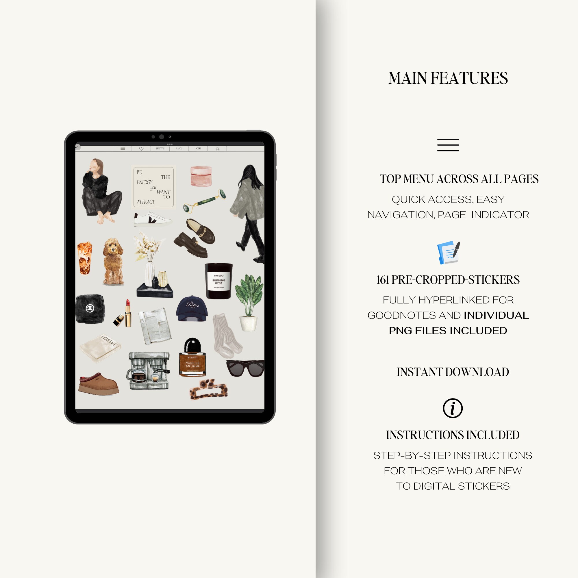 EVERYDAY AESTHETIC Stickers 2024 | 161 Digital Stickers | Goodnotes ...