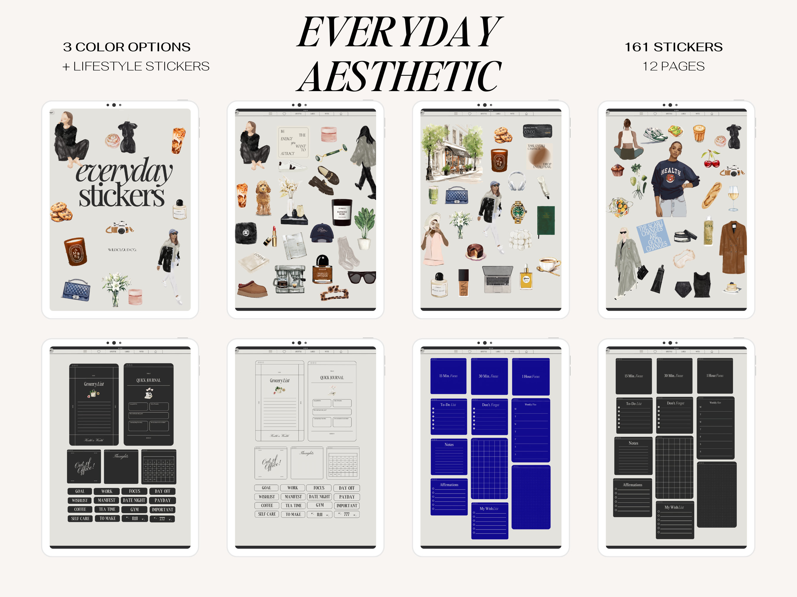 EVERYDAY AESTHETIC Stickers 2024 | 161 Digital Stickers | Goodnotes ...