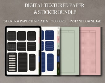 Paquete de planificador texturizado DIGITAL ESTÉTICO / Forrado, papeles de puntos y pegatinas con textura de papel / Pegatinas Goodnotes / Descarga digital PDF