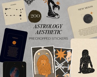 ASTROLOGÍA ESTÉTICA Celestial Zodiac Tarot Card Pegatinas digitales, libro de pegatinas digitales Goodnotes, pegatinas del planificador de iPad, pegatinas del horóscopo