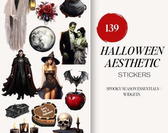HALLOWEEN AESTHETIC Stickers 2024 / 139 Pegatinas digitales / GoodNotes Spooky Season Stickers / Pegatinas digitales / Pegatinas precortadas