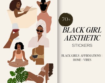 BLACK GIRL AESTHETIC Vol 3 Pegatinas 2024 / That Girl Pegatinas digitales / Pegatinas GoodNotes / Pegatinas de planificador digital / Pegatinas precortadas