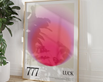 Número de ángel 777 Arte de pared estético / Impresión de número de ángel / Arte de pared de apartamento / Impresión digital / Arte de pared de moda imprimible