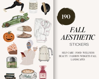 PEGATINAS ESTÉTICAS DE OTOÑO 2024 / 190 pegatinas digitales de autocuidado de GoodNotes / Pegatinas de otoño / Pegatinas de planificador digital / Pegatinas precortadas