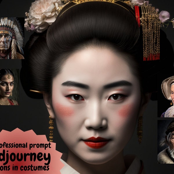 AI Art, Professional Midjourney Prompt for Nations in their traditional costumes, Commercial Use, +Free Midjourney guide