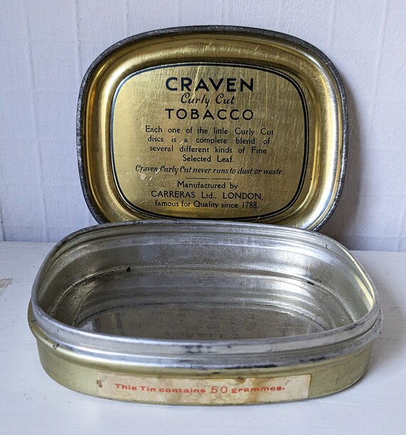 curly cut tobacco Vintage Craven Curly Cut Tobacco Tin – British Advertising Collectible