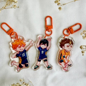 HQ chibi volleyball anime spike, set, libero, defence, cute double-sided epoxy keychains
