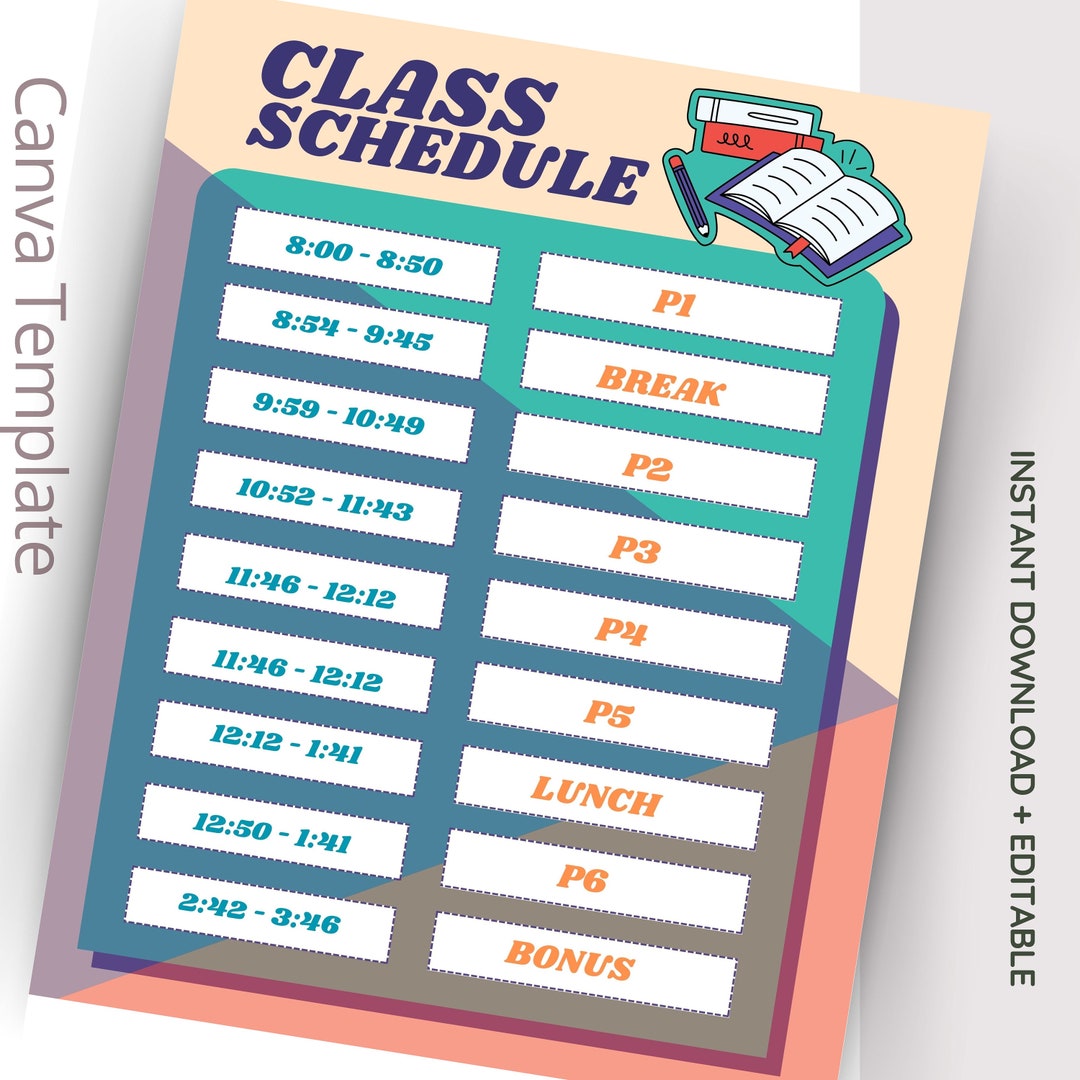 class-schedule-templatecanva-template-middle-school-etsy