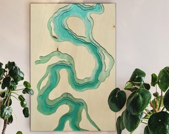 Mural Wood Resin River Decoration Living Room Epoxy Resin Painting Wall Art Epoxy Topography Wood Art Wall Decor River